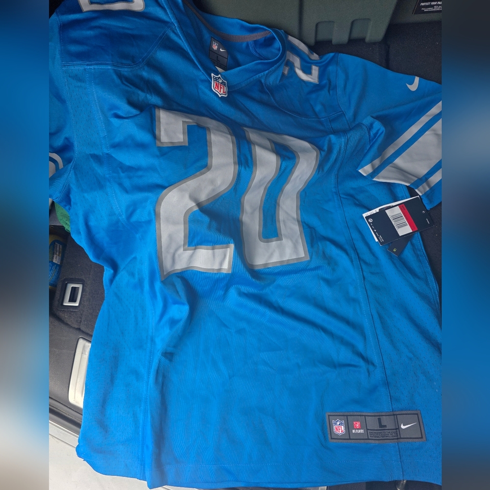Brand New Detroit Lions Nike Blue and Silver Sports Jersey